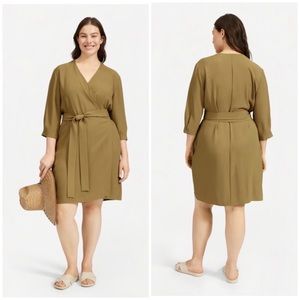 Everlane Japanese GoWeave long sleeve mini wrap dress size 6